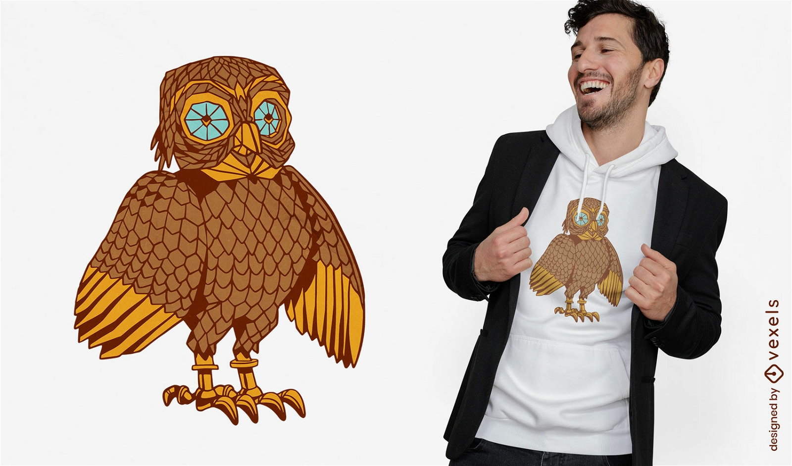 Design de t-shirt de animal de pássaro de coruja mecânica