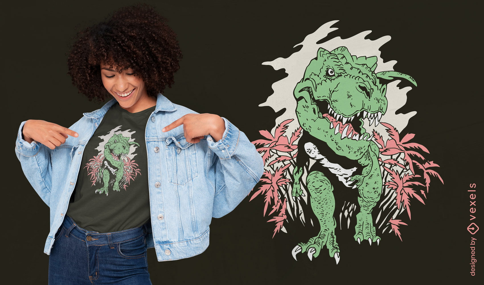 Diseño realista de camiseta de animales t-rex