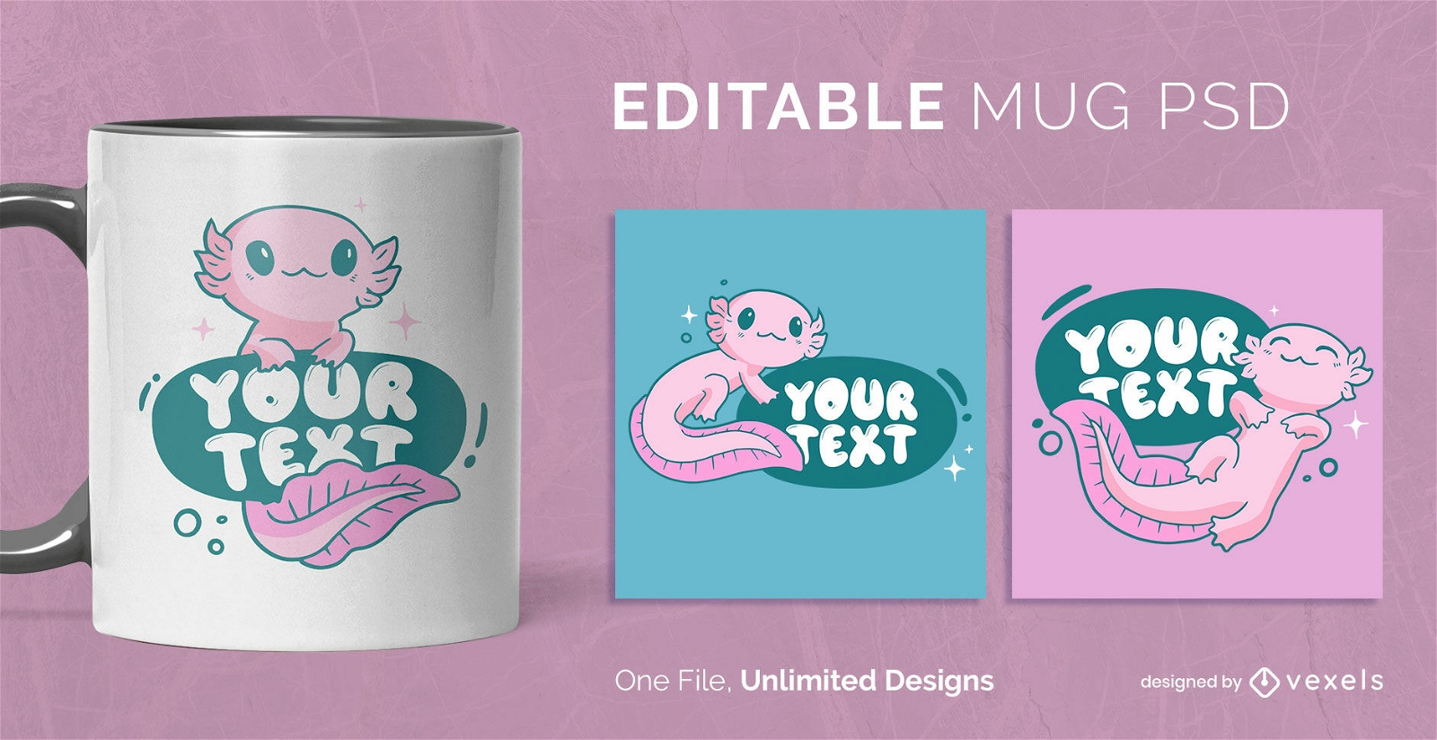Cute axolotl Scalable Mug Template