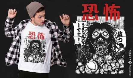 Horror manga creature t-shirt design