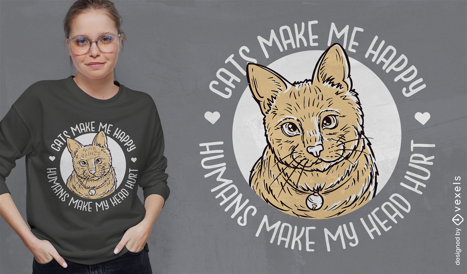 Cat pet happy quote t-shirt design