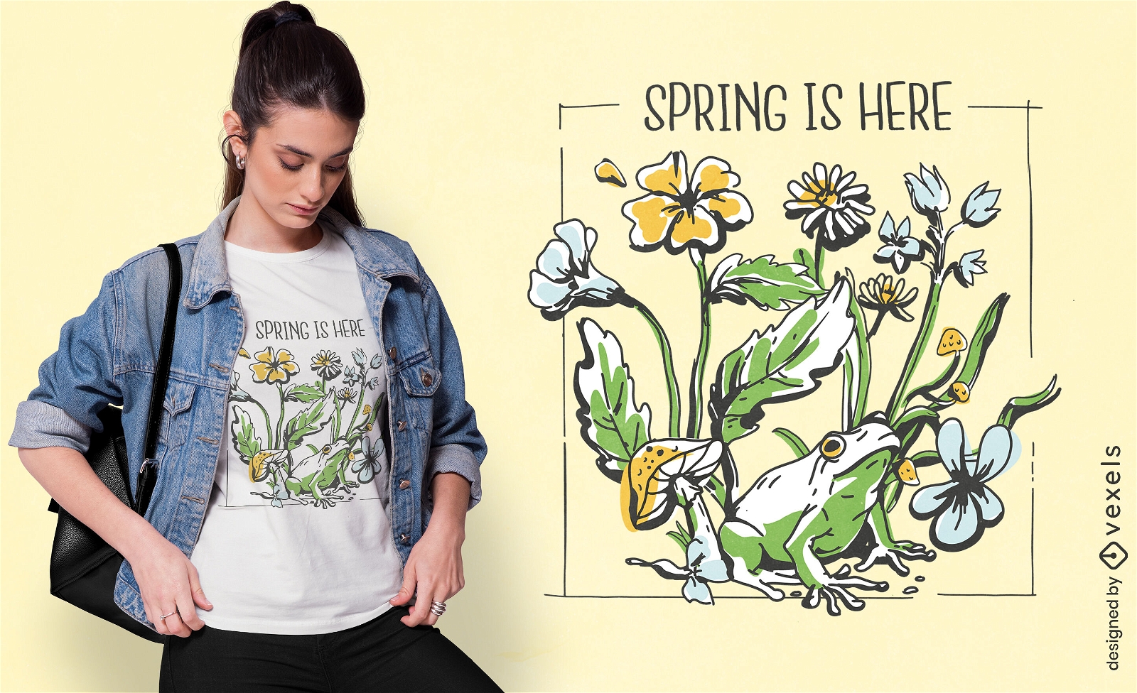 Design de camiseta de sapo de flores silvestres