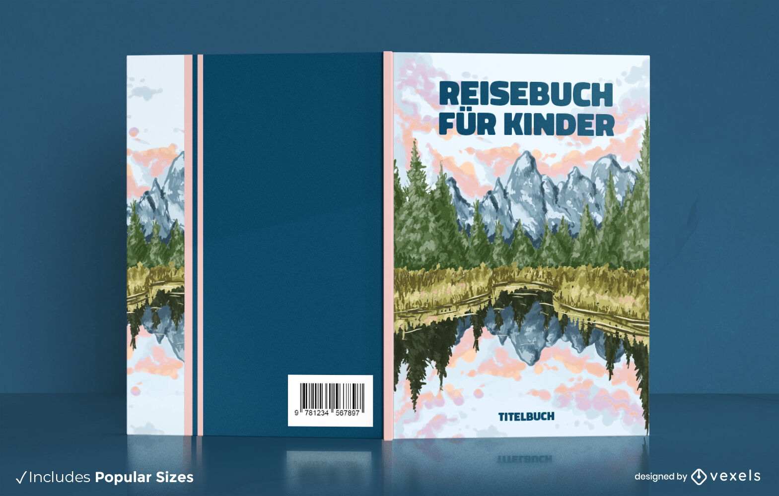 Diseño de portada de libro de paisaje de parque natural.