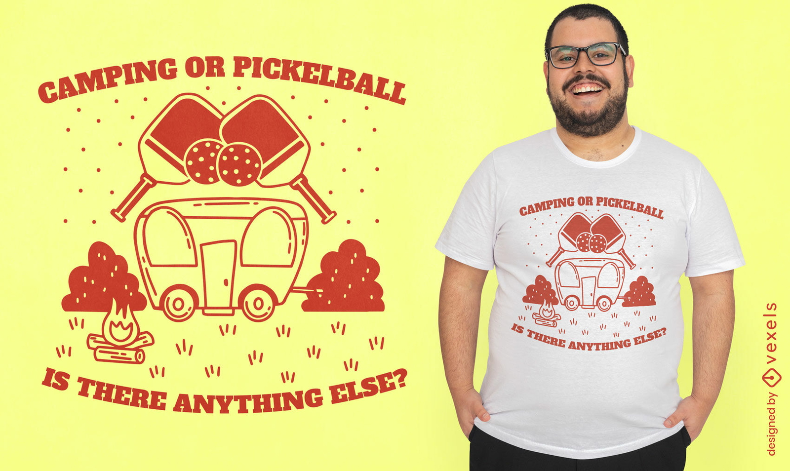 Diseño de camiseta de pickleball y rv truck.