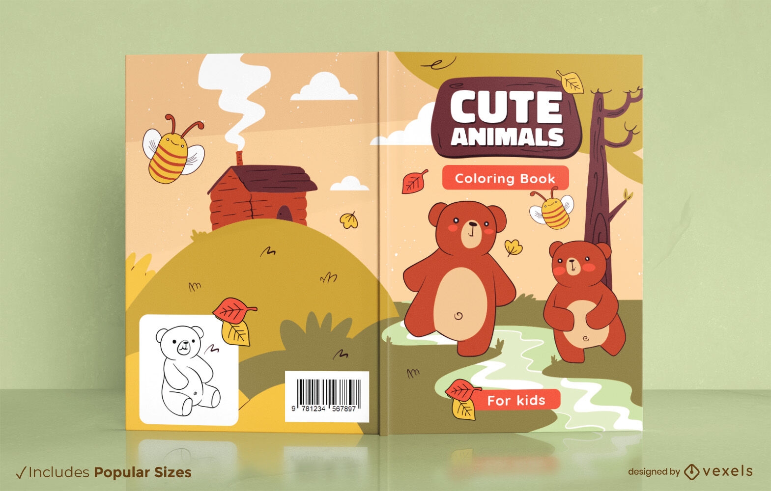 Ursos no design da capa do livro da floresta