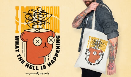 What the hell confused bear tote bag design