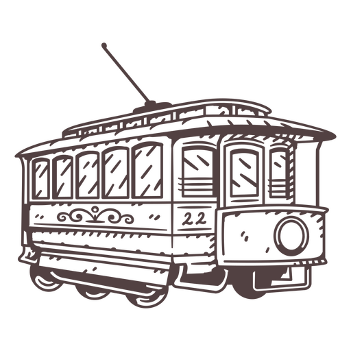 Un tranvía de principios del siglo XX. Diseño PNG