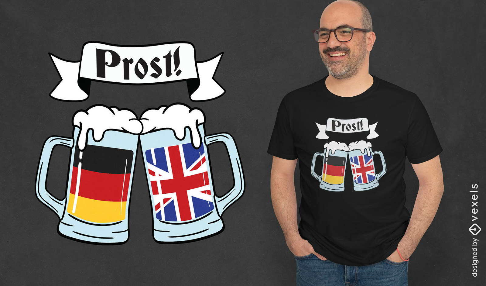 Design de camiseta de bebidas alemãs e britânicas