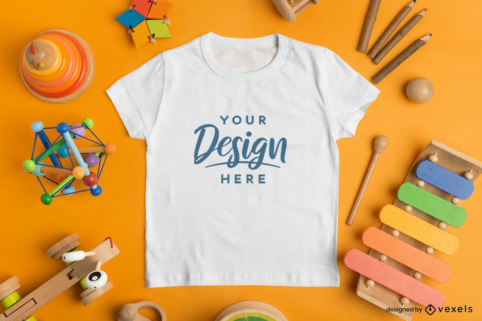 T-shirt with childrens toys mockup