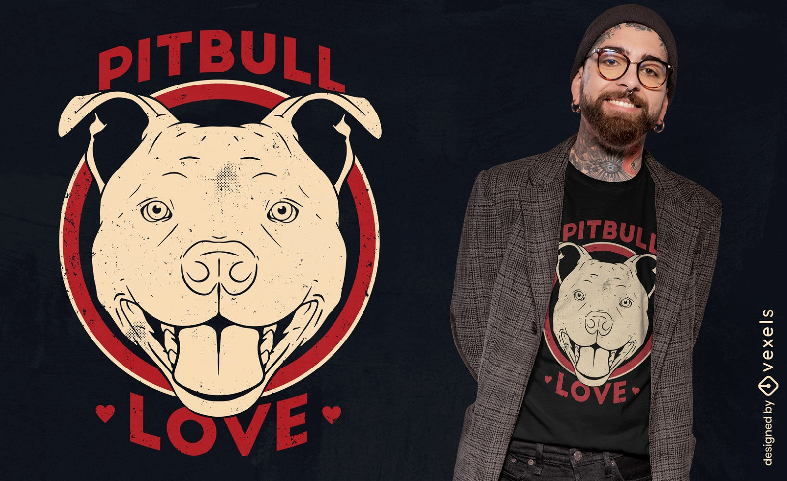Diseño de camiseta de amor pitbull