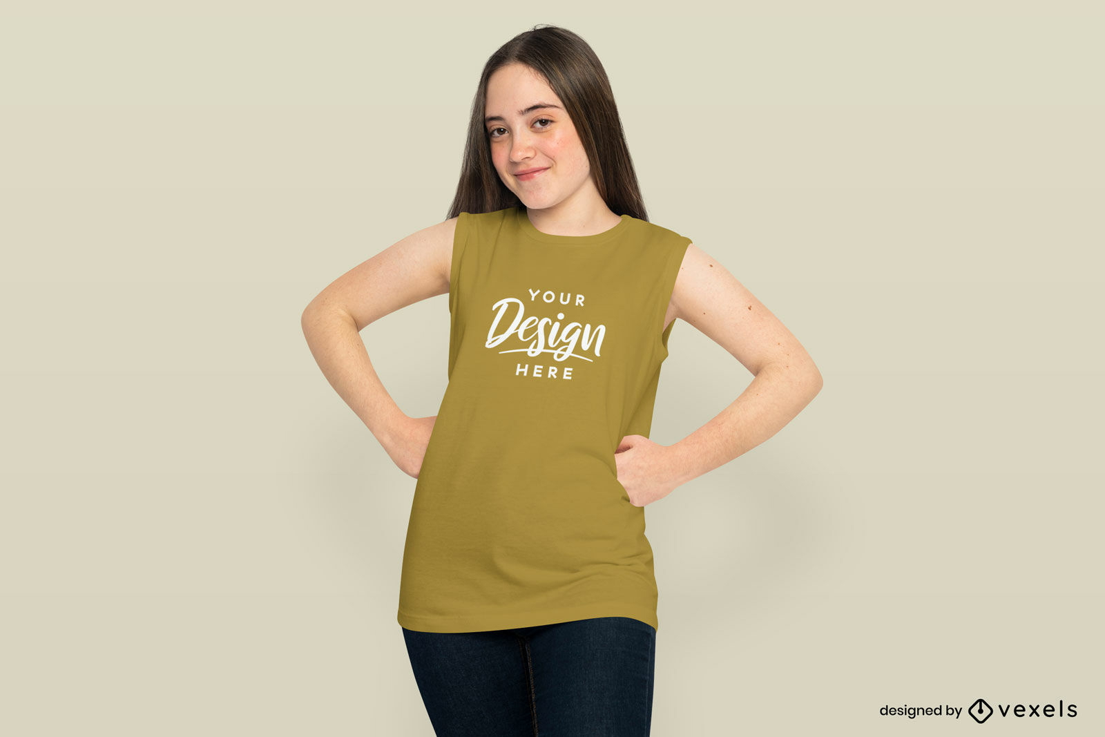 Teenager Mädchen Tank Top Mockup Design