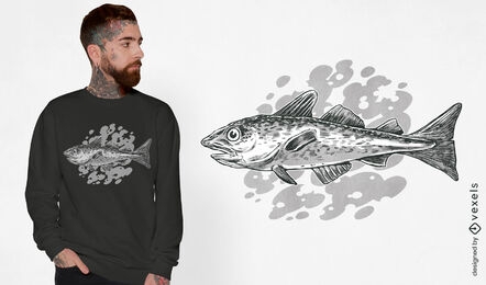 Design de camiseta de natação de animais marinhos de bacalhau