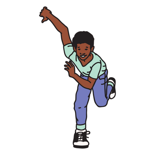 Niño bailando trazo de color sonriendo Diseño PNG