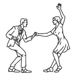 Paar tanzender Schlaganfall-Profi PNG-Design