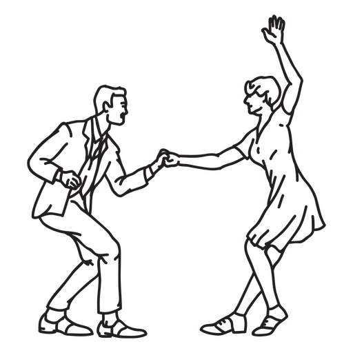 Couple dancing stroke professional PNG Design