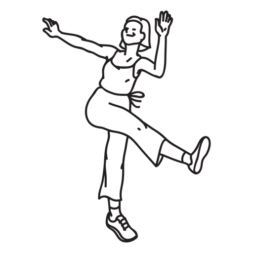 Woman dancing stroke PNG Design