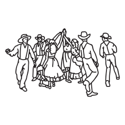 Gente de trazo de danza tradicional Diseño PNG