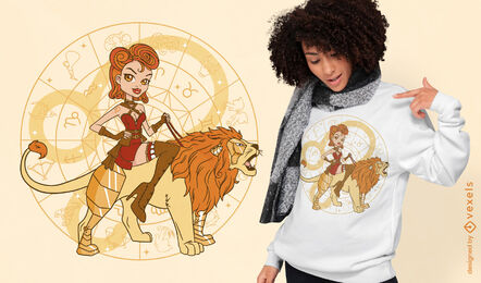 Steampunk leo zodiac sign t-shirt design