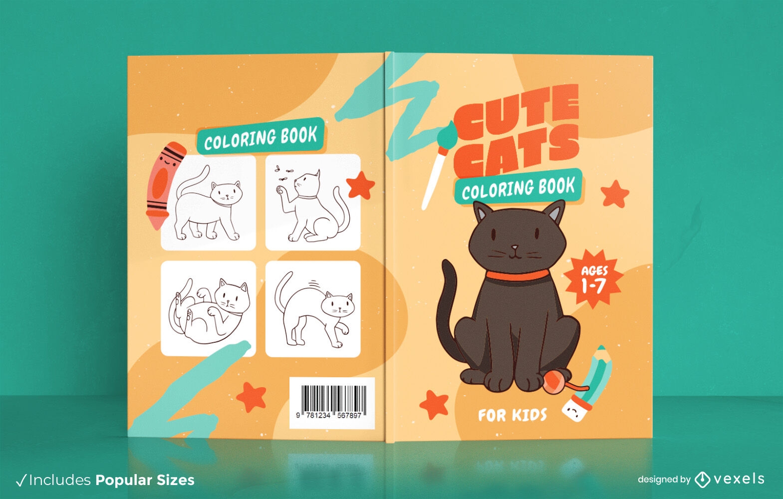 Black cat animal book cover design