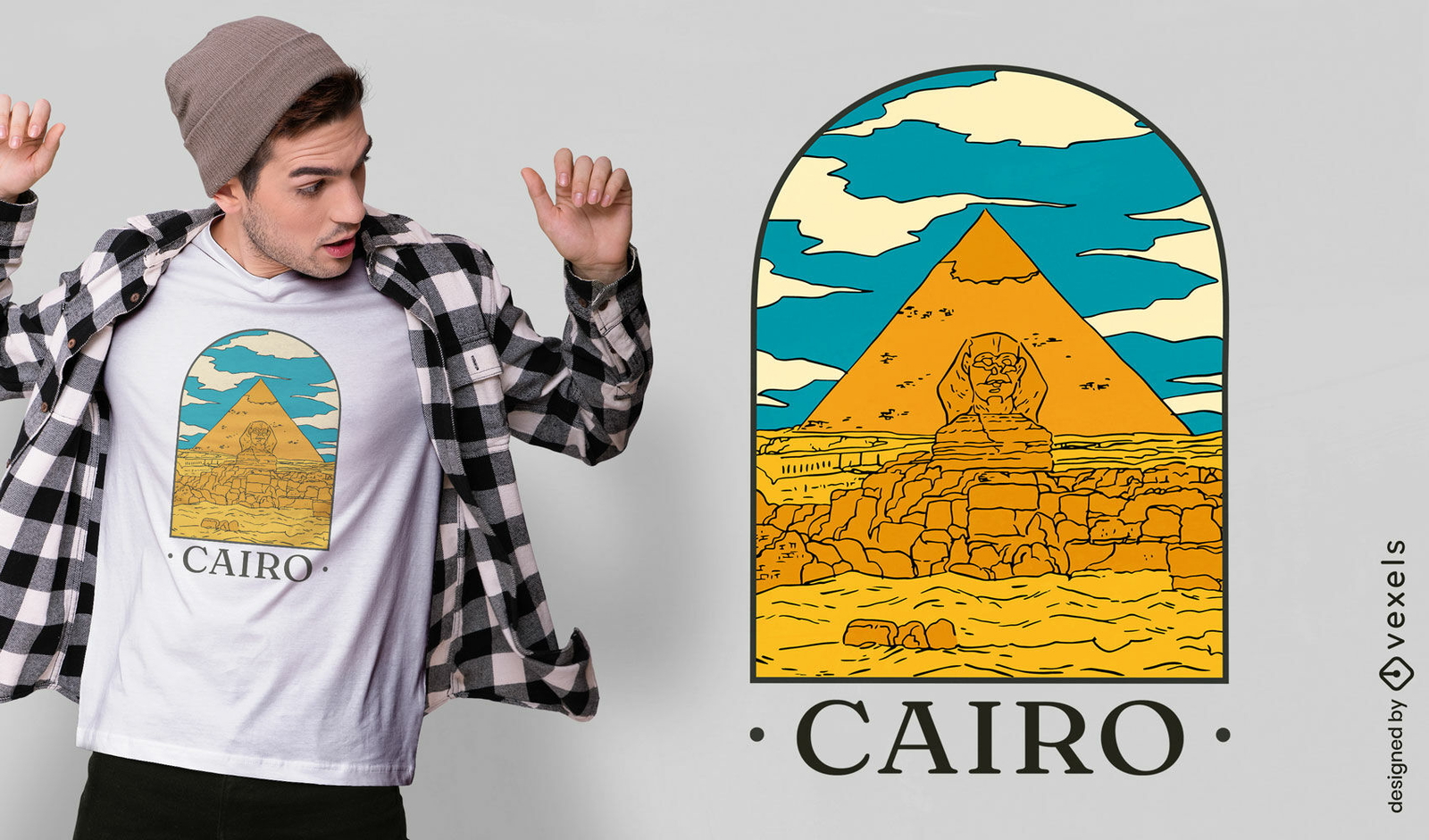 Diseño de camiseta de paisaje de El Cairo Egipto