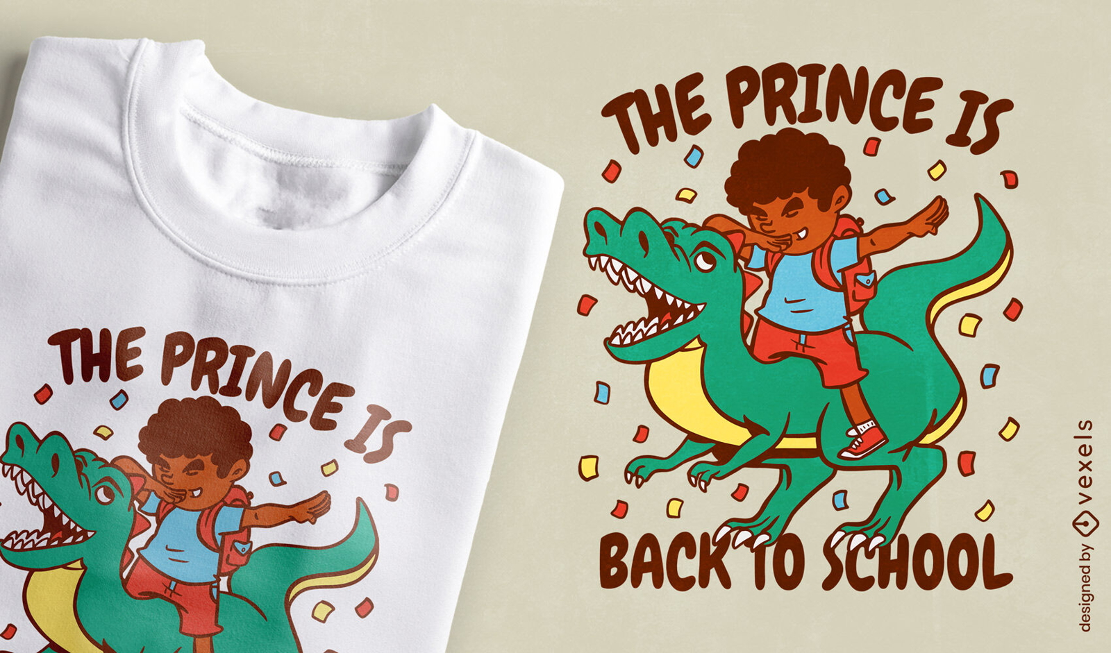 De volta ao design de camiseta infantil t-rex da escola