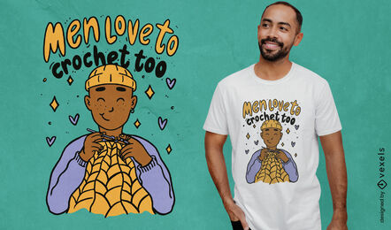 Cartoon man crochet hobby t-shirt design