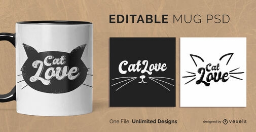 Simple cat Mug Design Template Scalable