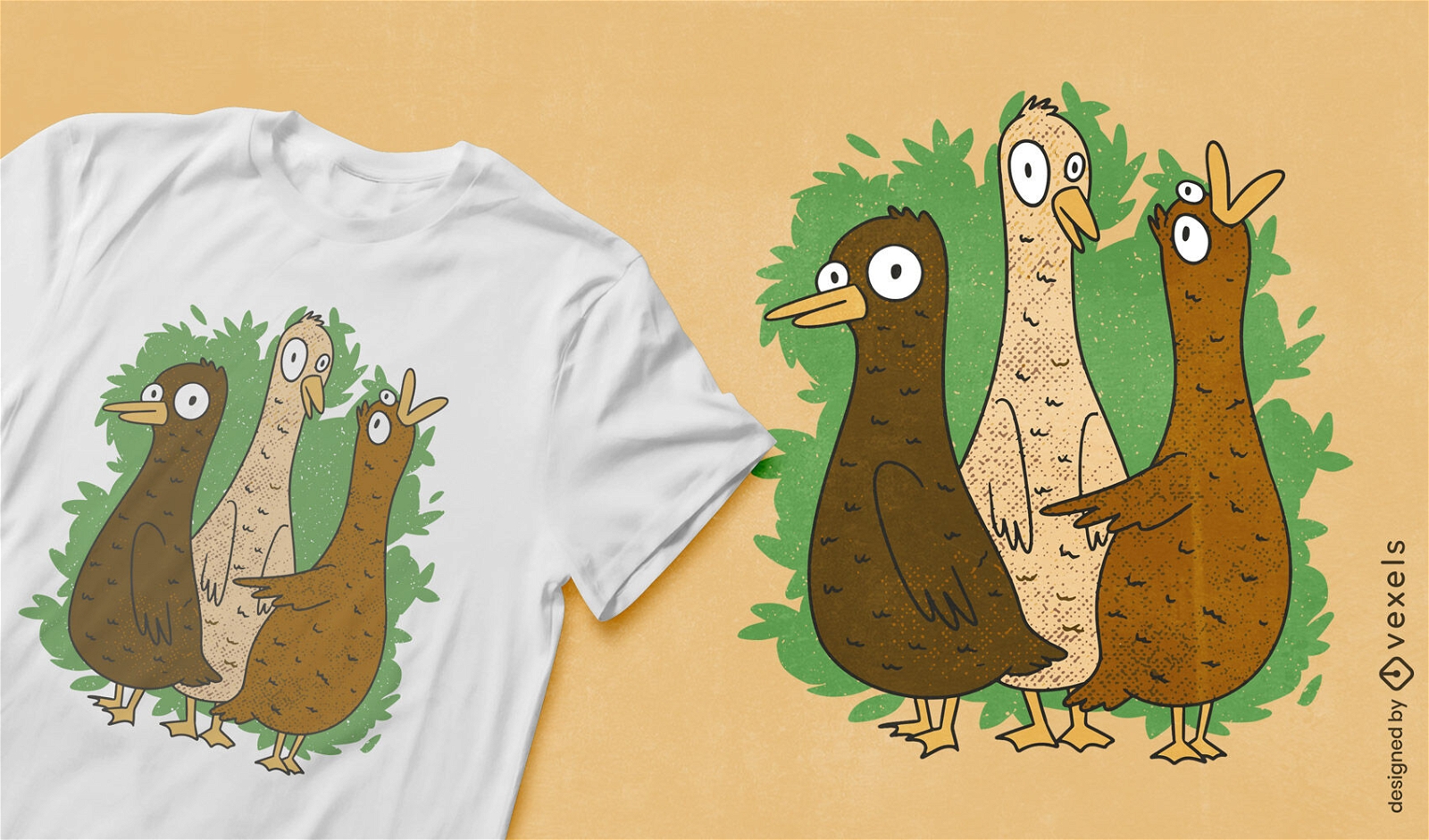 Design de camiseta de animais de pato dos desenhos animados