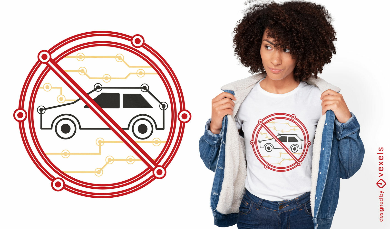 Diseño de camiseta de señal de transporte de coche prohibido