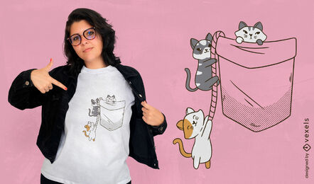 Niedliches Katzentaschen-T-Shirt-Design