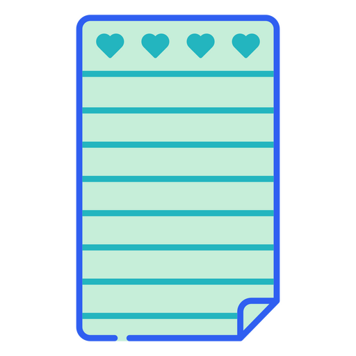 Hoja de cuaderno con corazones encima Diseño PNG