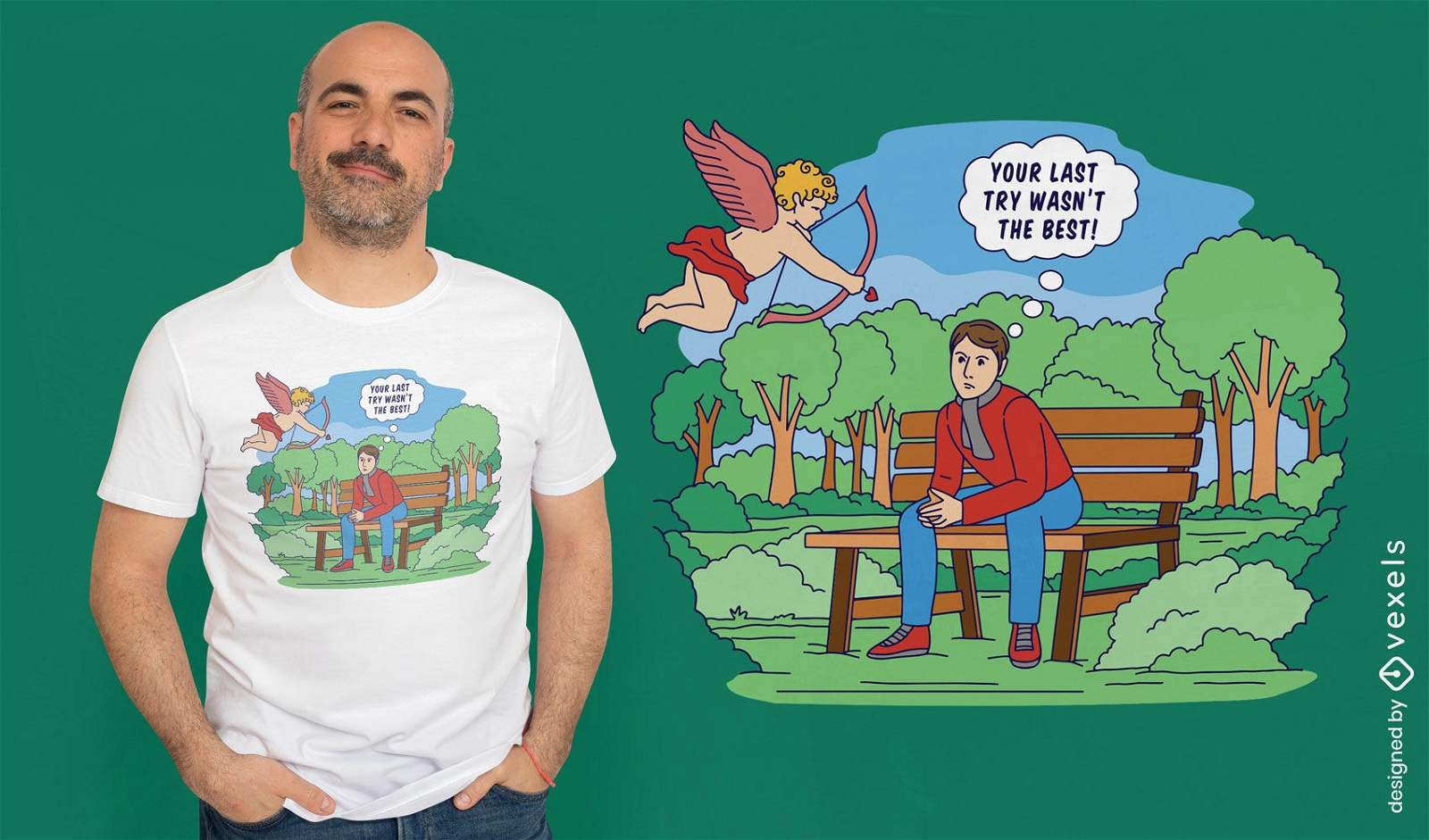 Funny Cupid love comic t-shirt design