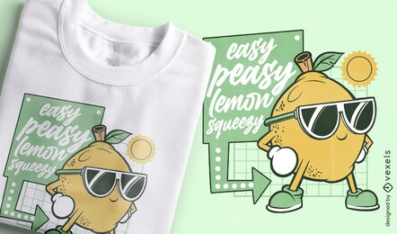 Diseño divertido de camiseta de dibujos animados de fruta de limón