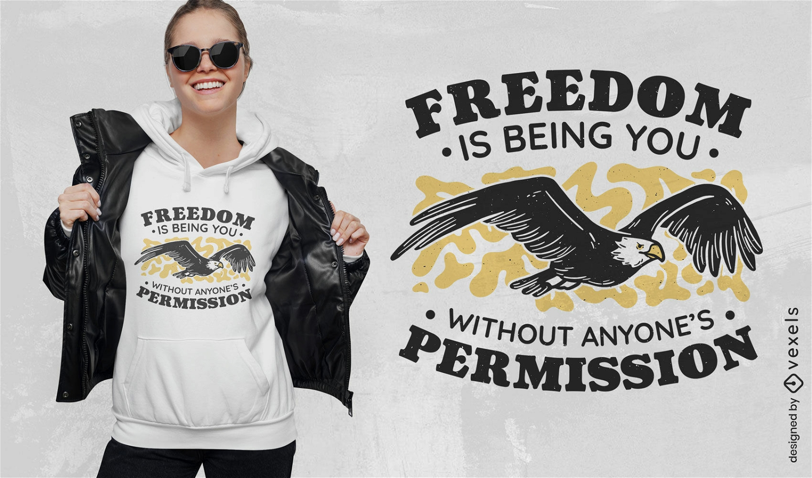 Adler, der zum T-Shirt-Design der Freiheit fliegt