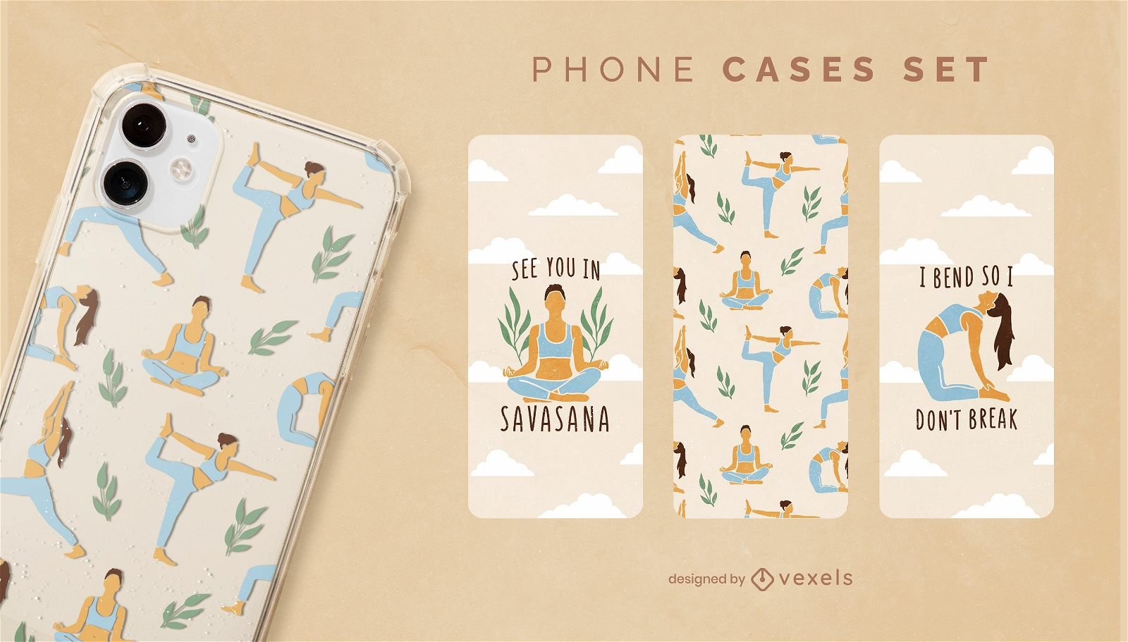 Yoga girl phone case set