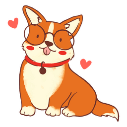 Lindo cachorro corgi de óculos Desenho PNG