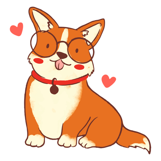 Lindo cachorro corgi de óculos Desenho PNG