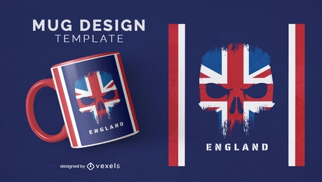 Diseño de taza de calavera de Reino Unido Inglaterra