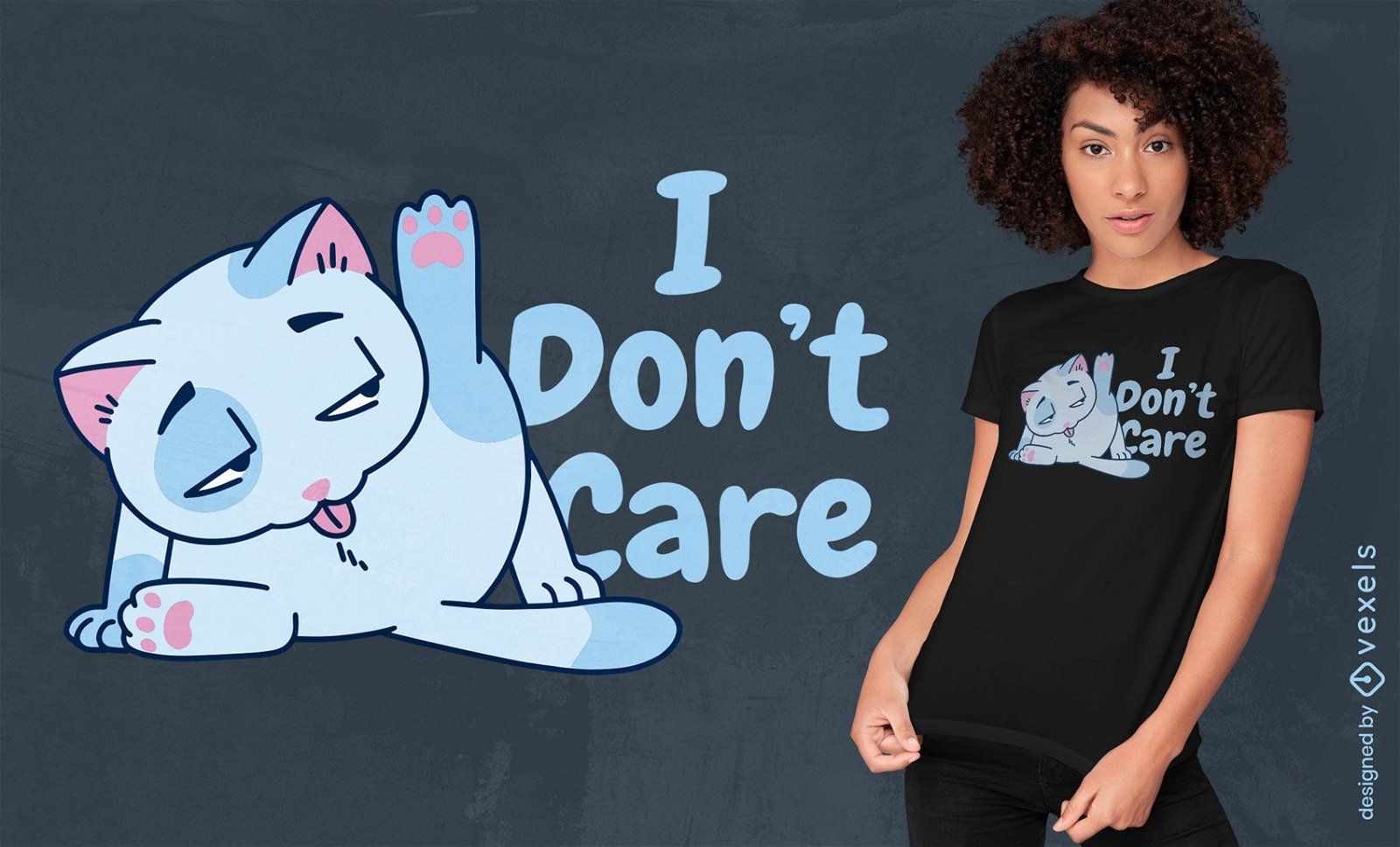 Cartoon cat animal licking t-shirt design