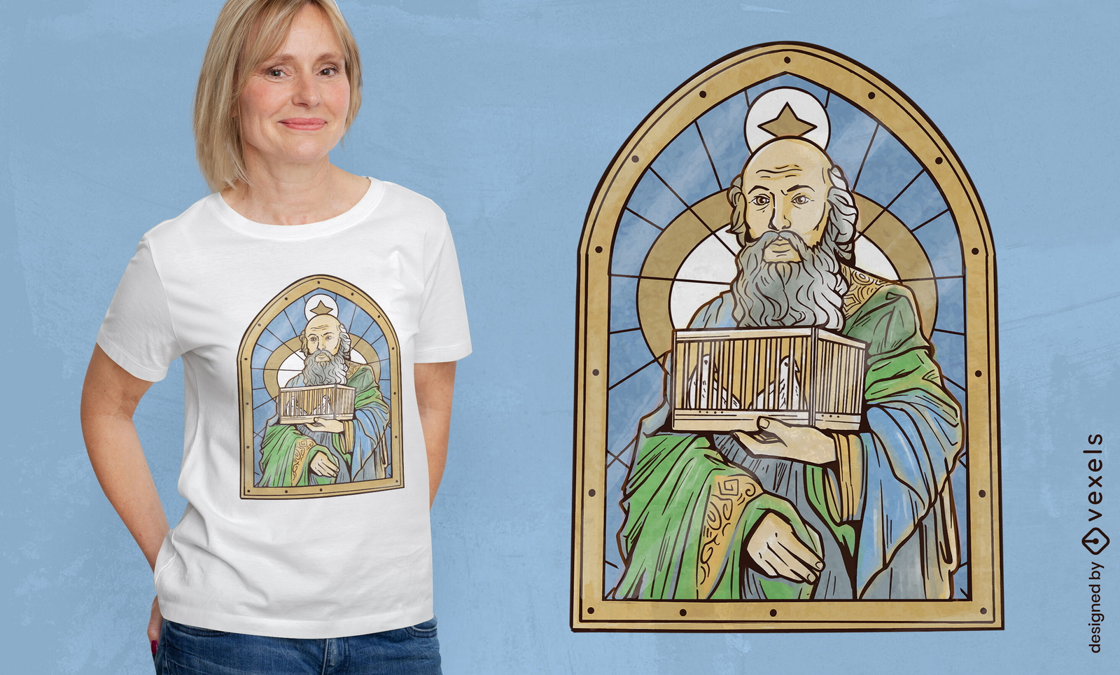 Santo da janela com design de t-shirt de pássaros