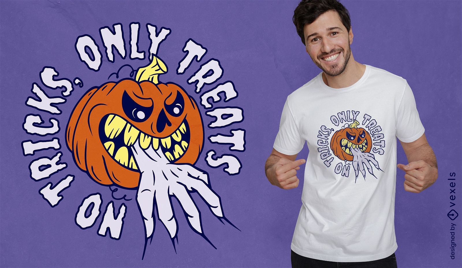 No hay trucos, solo trata el diseño de la camiseta de Halloween.