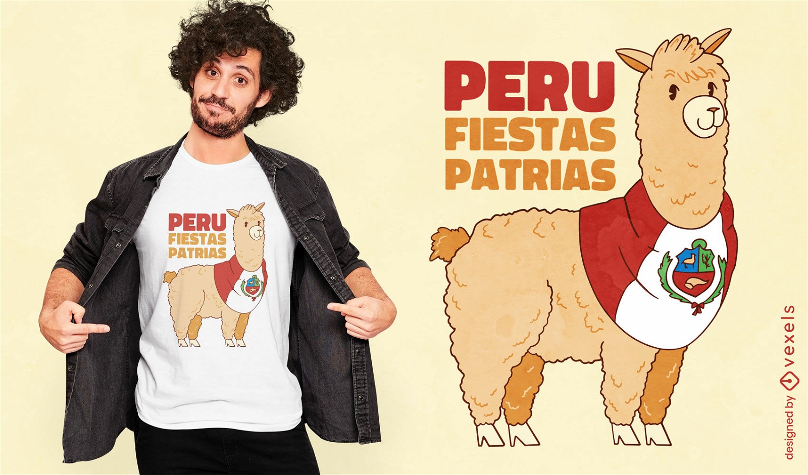 Animal de lhama do design de camiseta do Peru
