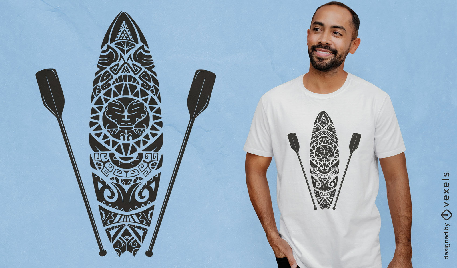 Stand up paddle y diseño de camiseta maorí de tabla de surf