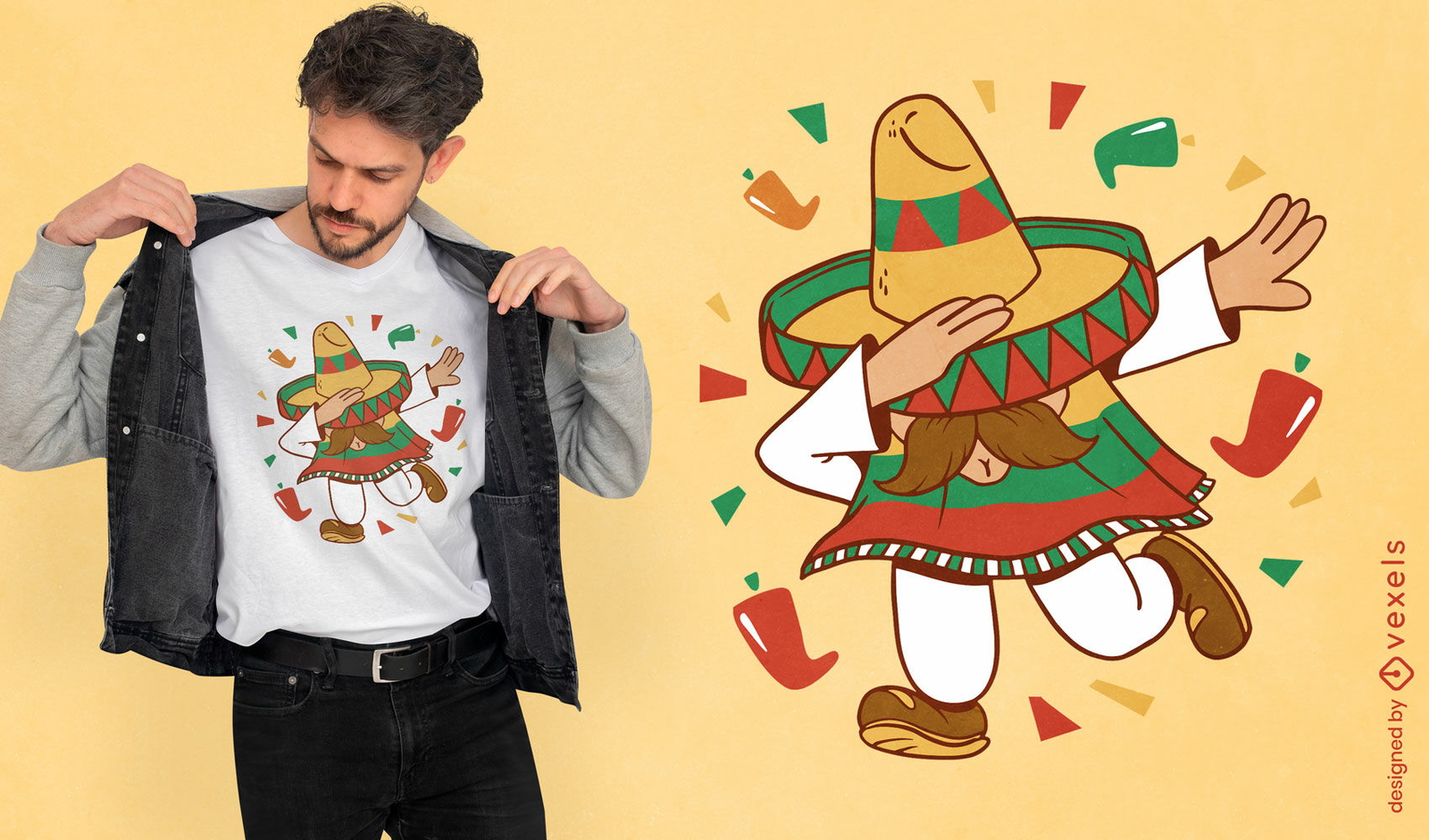 Homem mexicano esfregando design de camiseta engraçada