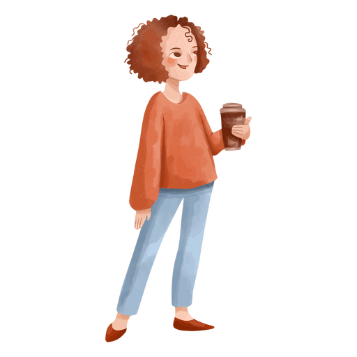 Café mujer acuarela personas Diseño PNG