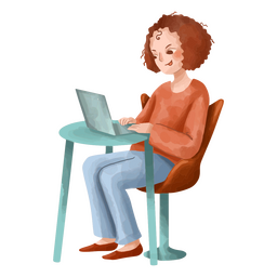Pessoas de aquarela de mulher de laptop Desenho PNG