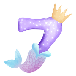 7 sereia aquarela número Desenho PNG