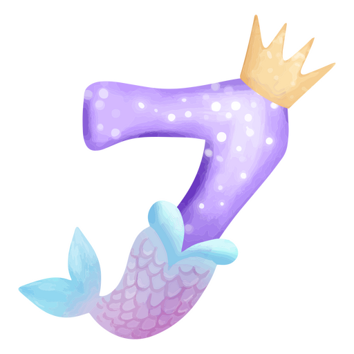 7 Meerjungfrau-Aquarellnummer PNG-Design