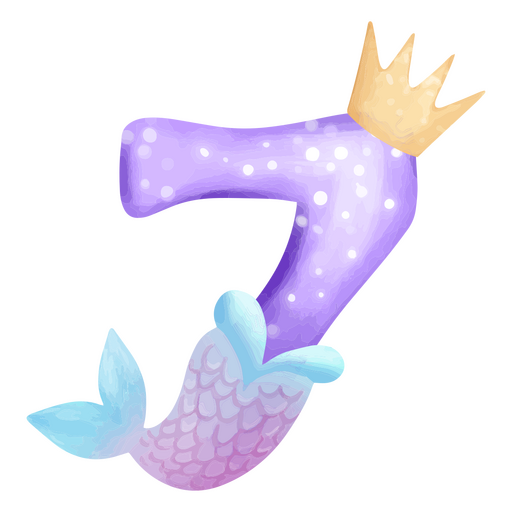 7 sereia aquarela número Desenho PNG