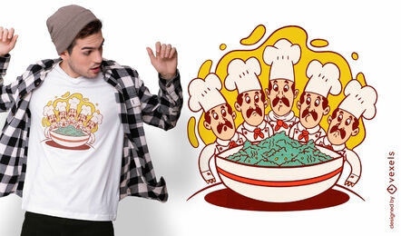 Chefs cooking in giant bowl t-shirt design